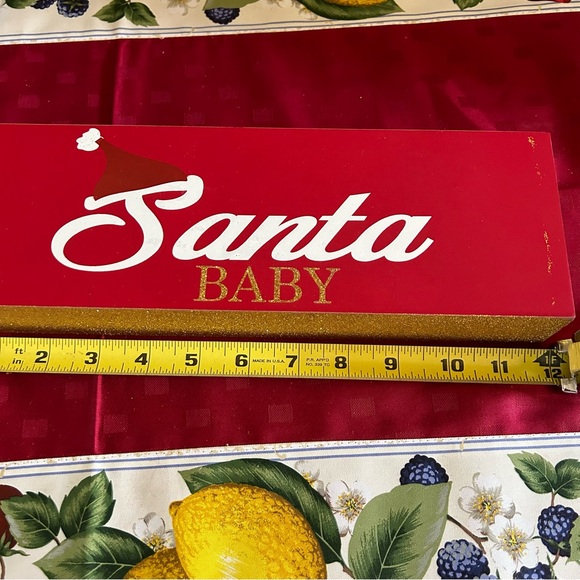 Christmas Santa Baby Sign and Gold Wire Decor - Picture 3 of 11